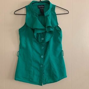 Vintage Susie Rose | Ruffle Button Down Tank Blouse
